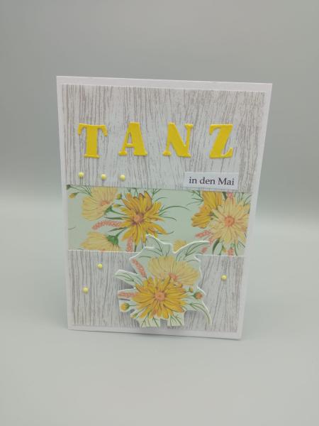 Sonnige "TANZ in den Mai" Grußkarte
